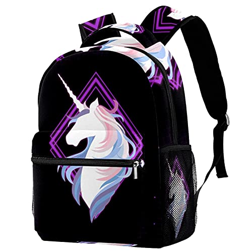 Sac à dos de voyage licorne violet pour enfant avec porte-bouteille pratique