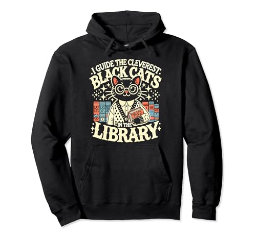 Halloween Library Decorations Librarian Halloween Black Cat Sudadera con Capucha