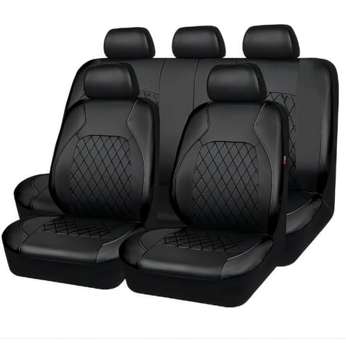 9 Piezas Fundas Asientos Coche para Citroen C4 (Pallas/Entreprise/VTS/Bioflex/HDI), Fundas Cuero Impermeable Transpirable, Accesorios Coche, Negro