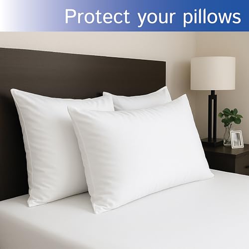 Standard Pillow Protectors (Set of 2) – Zippered Waterproof Pillow Covers Hypoallergenic Dust and Allergen Proof Pillowcase Encasement