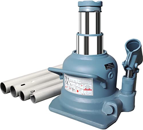Image of Big RED 10 Ton (20,000 LBs) Torin Double Ram Low Profile Welded Bottle Jack for Car Auto Repair and House Lift, ATH810002R