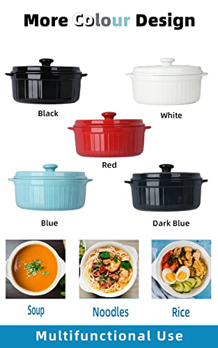 Haotop 2-Quart Ceramic Deep Casserole Dish With Lid, Ceramic Baking Dishes, Oven Safe (White) #TOP5