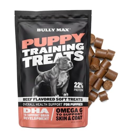 Bully Max Puppy Training Treats - Soft Chews Dog Food Supplements & Vitamins for Brain, Skin & Coat Health - Glucosamine & Chondroitin for Joint Support – Multivitamin Food Topper for Puppies - 1 Bag