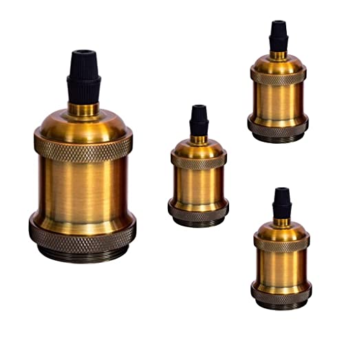 LATRAT Set de 4 douilles E27 vintage solid, adaptateur de douille pour suspensions vintage bulbs, adaptateur femelle pour ampoule à vis, DIY mur, table,...