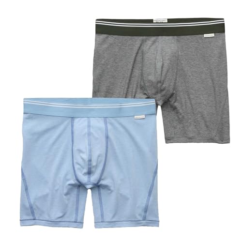 [American Eagle] (�A�����J���C�[�O��) �����Y Men's �{�N�T�[�p���c ���� 2���Z�b�g AEO 6" Ultra Soft Boxer Brief 2-Pack �҉�15cm���f�� (JP, �A���t�@�x�b�g, XL, ���C�g�u���[�A