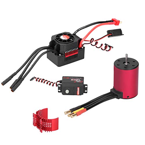 RC Motor Set 1/10, ESC Motor Servo 3650 4500KV Brushless Motor + 60A ESC mit Lüfter + 6KG Metall Servo (S0600M) + 25T Arm 1:10 RC Truck Zubehör
