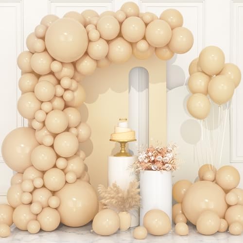 Apricot Balloons, 106 pcs Retro Nude Balloon Garland Arch Kit 5 10 12 18 inch Latex Balloons with Ribbon and Chain for Men Boys Women Girls Birthday Baby Shower Graduation Wedding Party Decorations