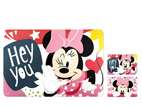 Lulabi Minnie Icon Set de 12 Sets de Table en polypropylène, 30 x 45 cm
