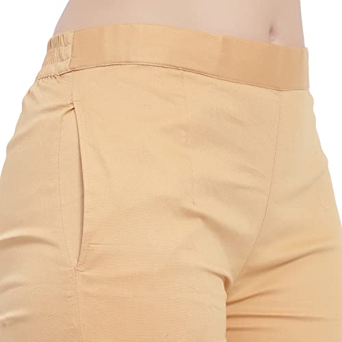 Image of BLUE STAR SHARK Stretchable Cotton Lycra Cigarette Pants | Versatile and Stylish Women's Pants | Comfortable Slim Jeggings | Ankle Length Straight Trousers for Office, Formal, Casual Wear
