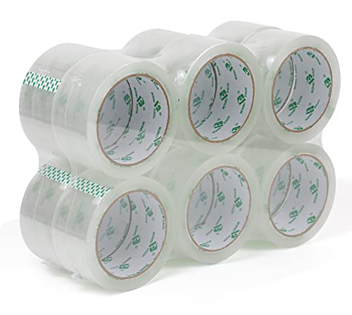 Heavy Pack 12 rouleaux Ruban adhésif d'emballage solide pour colis d'expédition, rouleau adhesif distributeur 60 µm - 48 mm x 66 mètres, BOMEI PACK Cover