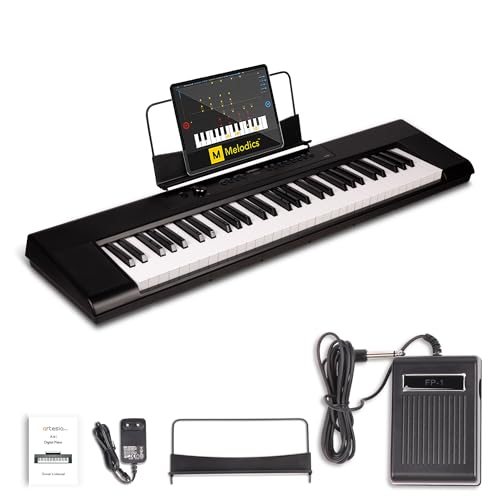 Image of Artesia 61-Key Portable Digital Piano Keyboard with Full-Size Semi-Weighted Keys, Beginners Bundle with Sustain Pedal, Music Rack and Free Melodics Piano Lessons
