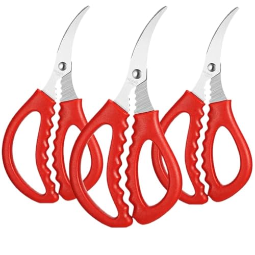 Tijeras de cocina multifuncionales de acero inoxidable, herramientas de cocina, 3 uds.(Red)
