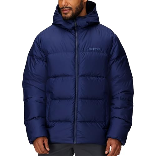 MARMOT Men's Guides Down Hoody - Down Filled, Water Resistant, Puffer Jacket with Hood, Arctic Navy, Medium