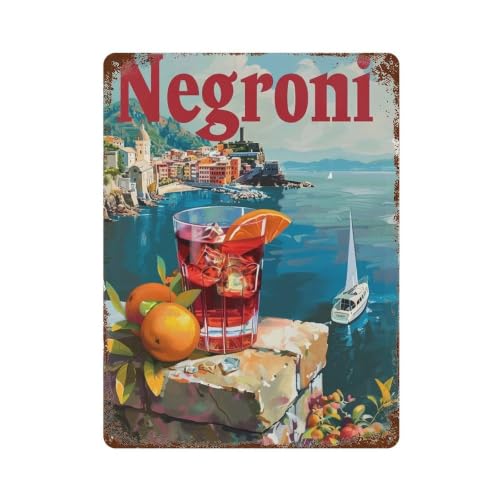Plaque Negroni décoration murale vintage fer blanc pour salon sans vie