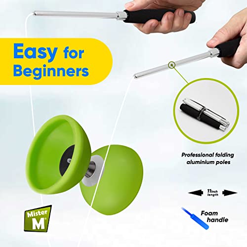 Mister M | The Ultimate diabolo Juggling Set | Suitable for Beginners and Professionals| diabolo Aluminum Sticks and Spare String | Incl. Online Video to Learn The Art of Juggling