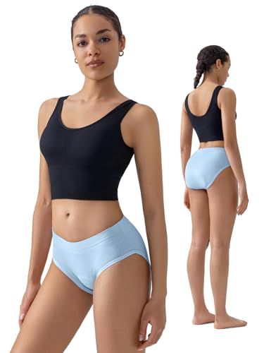 ARESFUEL Cueca feminina acolchoada 4D para ciclismo com enchimento, Azul claro, G