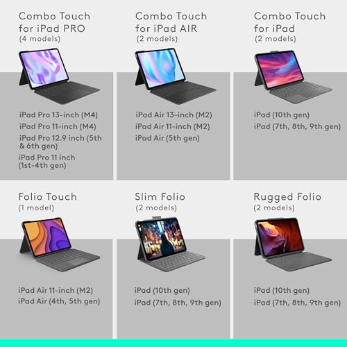 Logitech Combo Touch iPad Pro 11-inch (M4)(2024) Keyboard Case - Detachable Backlit Keyboard with Kickstand, Comfortable Typing, Multi-use Mode - Midnight Black - Image 7