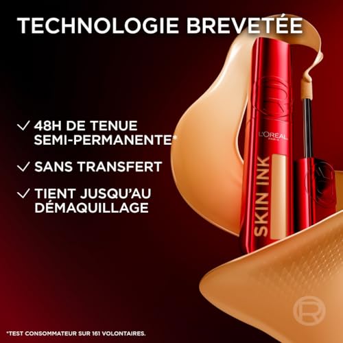 'Oréal Paris Encre de Teint Skin Ink Fond de Teint Haute Couvrance Tenue Semi Permanente Fini Naturel Convient aux Peaux Sensibles Teinte : Deep Neutral 440 15 ml - vue 4