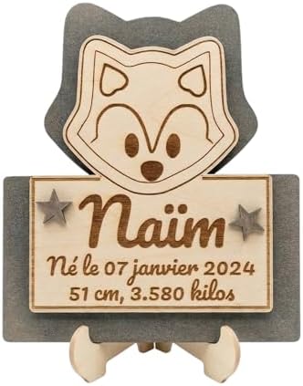 Cadeau de Naissance Personnalisé en Bois - Carte Annonce Bébé "Pe...