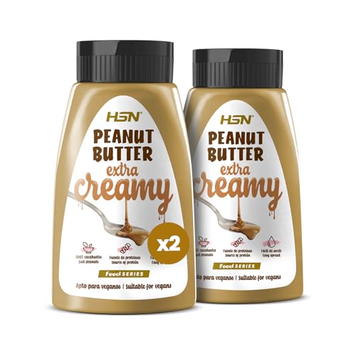 HSN Crema de Cacahuete 100% Natural | Textura Fluida Extra Cremosa con Dosificador | Pack 2x 450g | Sin Aceite de Palma, Sal ni Azúcares Añadidos | Vegano, No GMO