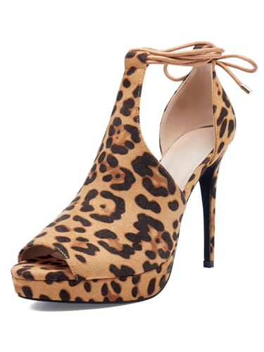 Image of Fashare Womens Peep Toe Platform Heels Sexy Sandals Strappy Lace Up Tie Stilettos Dress Pumps Shoes
