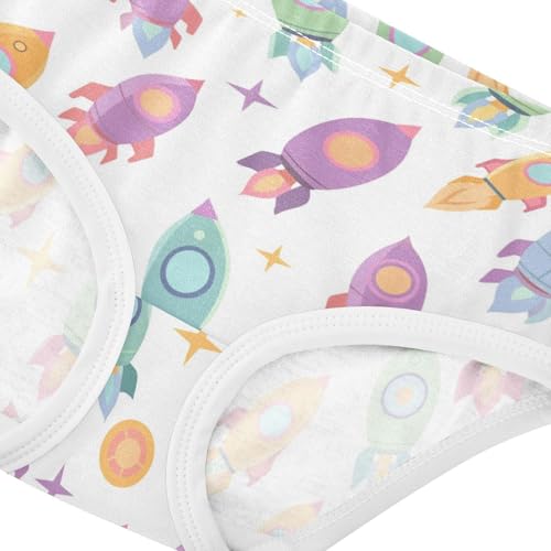 Wusikd Cute Rocket Girls' Underwear Cotton Colorful Girls Briefs Soft Toddler Underwear 2T4