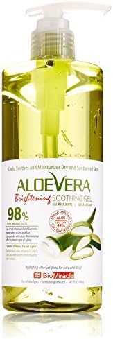 BioMiracle Aloe Vera Brightening and Soothing Gel, 1 Pump Bottle, with 9 Natural Plant Extracts, for Deep Hydration and Anti-Aging Benefits