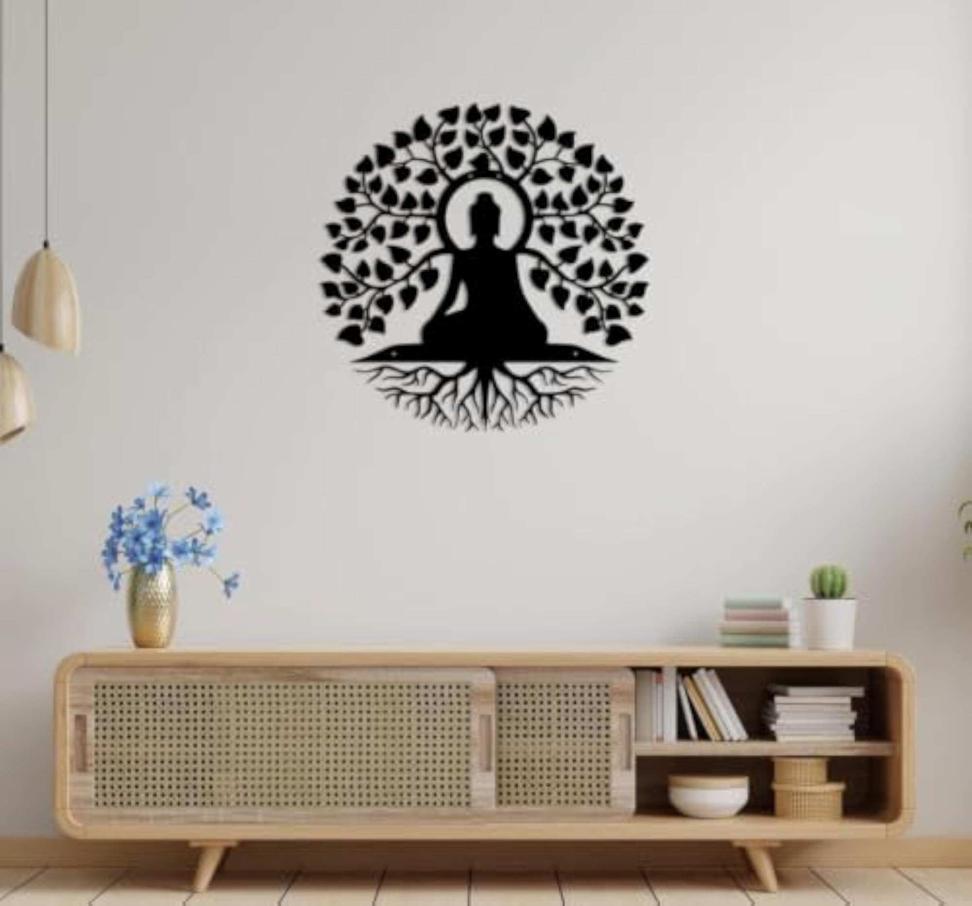 Buddha Metal Wall Decor Art Black, 40x40 cm