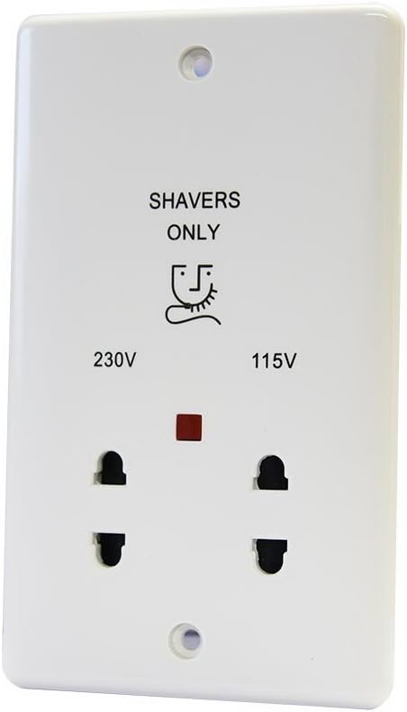 Dual Voltage 115-230V Shaver Socket White