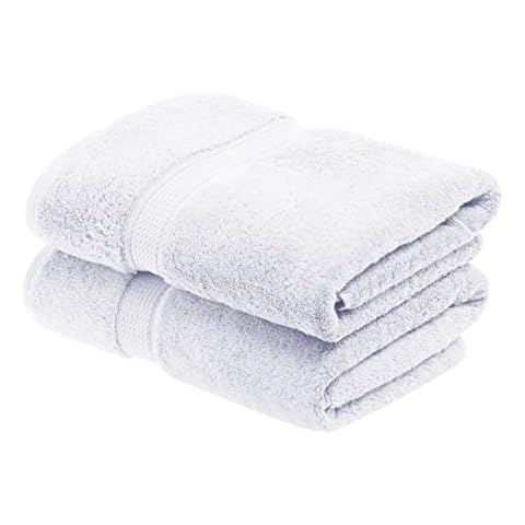 Superior Egyptian Cotton Pile Bath Towel Set of 2, Ultra Soft Luxury Towels, Thick Plush Essentials, Absorbent Heavyweight, Guest Bath, Hotel, Spa, Home Bathroom, Shower Basics, White Cover