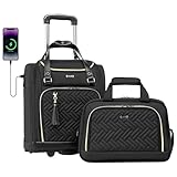 Coolife Luggage Carry On Luggage Underseat Luggage Suitcase Softside Wheeled Luggage Lightweight Rolling Travel Bag Underseater (Black, Carry-On 16-Inch)