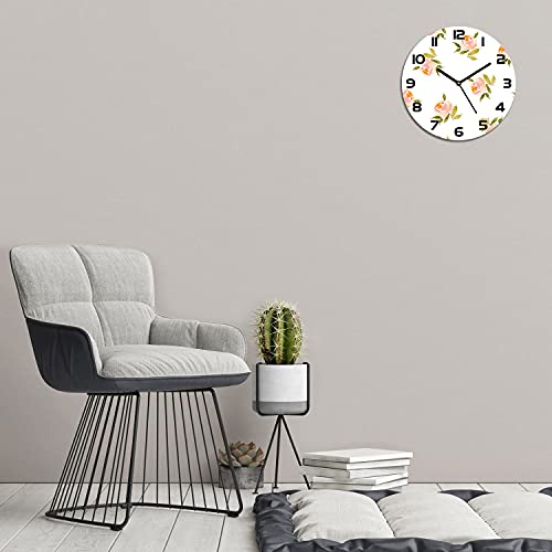Horloge en Verre Sécurité 30 cm avec impression moderne de fleurs