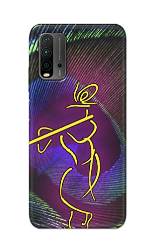 Image of PRINTFIDAA Lord Krishna On Peacock Feather Hard Back Cover for Redmi 9 Power Back Cover -(P6) KAT1007