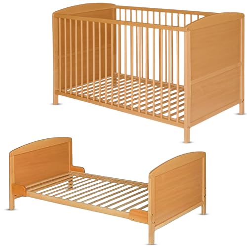 Best For Kids Gitterbett 2 in 1 Patrick 70x140 cm Juniorbett Kinderbett Babybett in zwei Farben (Natur)