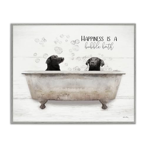 Image of Bubble Bath Dogs Bathroom Humor, 11 x 14 Inch Framed Giclee Print | Stupell Industries . By Lori Deiter . Ready to hang . Great for bathroom decor . Made in USA