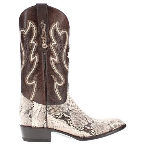 Vaccari Men's Crockett Genuine Natural Python Round Toe Western Cowboy Boots3