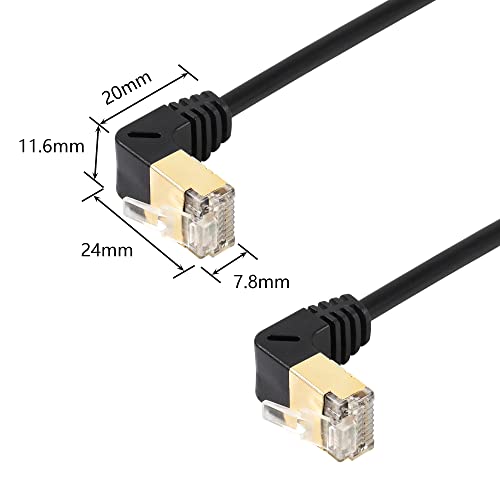 SinLoon 90 Degree Upward Angle Cat8 Ethernet Cable, High Speed 40Gbps 2000Mhz Network Cord, with Gold Plated Plug SFTP Wires CAT8 RJ45 Connector Gaming LAN Cable,for PC, Router 0.5M (Up to Up)