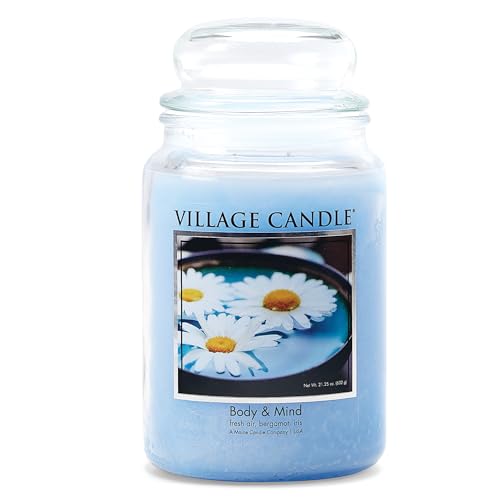Village Candle Body & Mind (Traditions Collection), Large Glass Apothecary Jar, Scented Candle, 21.25 Oz