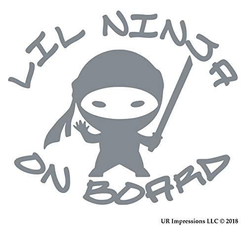 Silv Lil Ninja on Board Decal Vinyl Sticker Graphics for Cars Trucks SUV Vans Walls Windows Laptop|Silver|5.5 X 4.9 inch|URI686-S