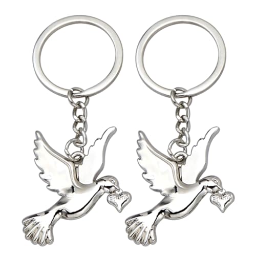 VALICLUD Metall Schlüsselanhänger Taube Des Friedens 2Er Set Zinklegierung Vogel Anhänger Schlüsselbund Schmuck Zubehör Für Damen Taschen Dekoration Geschenk