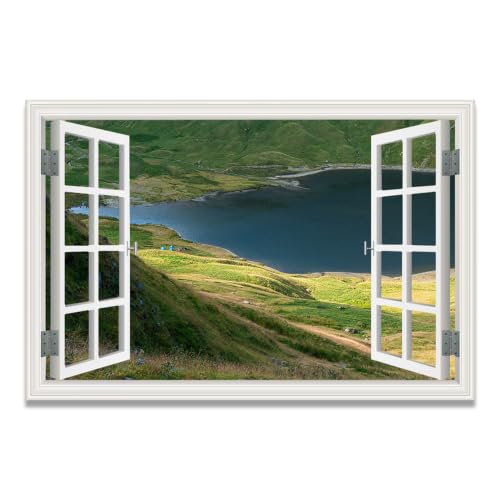 Cuadro lienzo efecto ventana de diseño moderno con montañas nevadas de 20x30cm