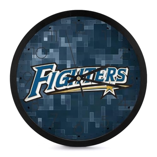北海道日本ハムファイターズ 掛け時計 壁掛け時計 円形 静音 電池式 アラビア数字 オフィス/寝室/リビング