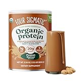 Four Sigmatic Organic Plant-Based Protein Powder | Clean Vegan Protein Elevated with Lion’s Mane, Chaga, Cordyceps and More for Brain Function and Immune Support | Peanut Butter, 21.16 oz