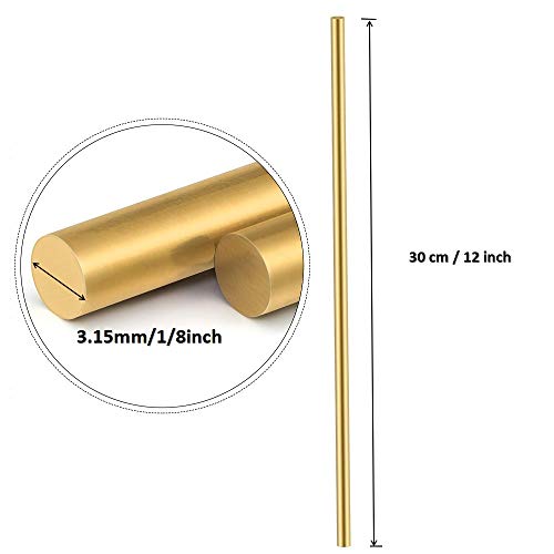 Comonc 8 Pcs 12 Inch 1/8 Brass Rod Brass Round Stock Lathe Bar Stock Kit Brass Rod Stock Solid Brass Rod 1/8 Inch In Diameter 12 Inch In Length #TOP1