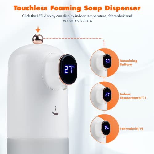Automatic Soap Dispenser, Touchless Auto Foaming Sensor Hand Soap Dispenser With Display, 10.14Oz/300Ml Waterproof Rechargeable Foam Soap Dispenser For Bathroom, Kitchen, Commercial #TOP4