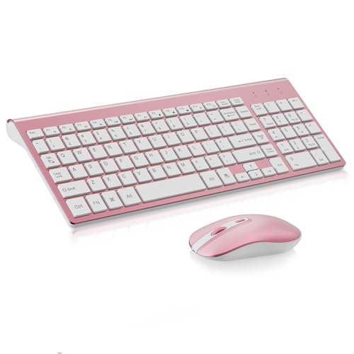 s Keyboard Mouse Combo, cimetech Compact Full Size Wireless Keyboard and Mouse Set 2.4G Ultra-Thin Sleek Design for Windows, Com