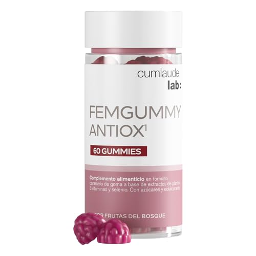 Cumlaude Lab - Femmgummy Antiox, Complemento Alimenticio que Ayuda a Regenerar y Mantener la Piel Sana, Antioxidante y Antiedad, con Coenzima Q10 y Vitamina C, Sabor Frutos del Bosque - 60 Gummies