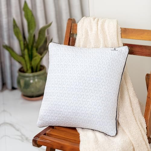 Image of SleepStore Fibrom Cushion Pillow for Relaxing, Pack of 1, 16x16 Inch | Medium Firm Support | Versatile Pillow for Back, Side & Sofa Use | Soft Fiber Foam Comfort