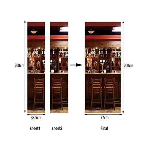 Misssixty Door Sticker - 30.3" X 78.7" - 3D Dining Room Door Wall Mural Wallpaper Stickers Vinyl Removable Decals For Home Decoration #TOP7