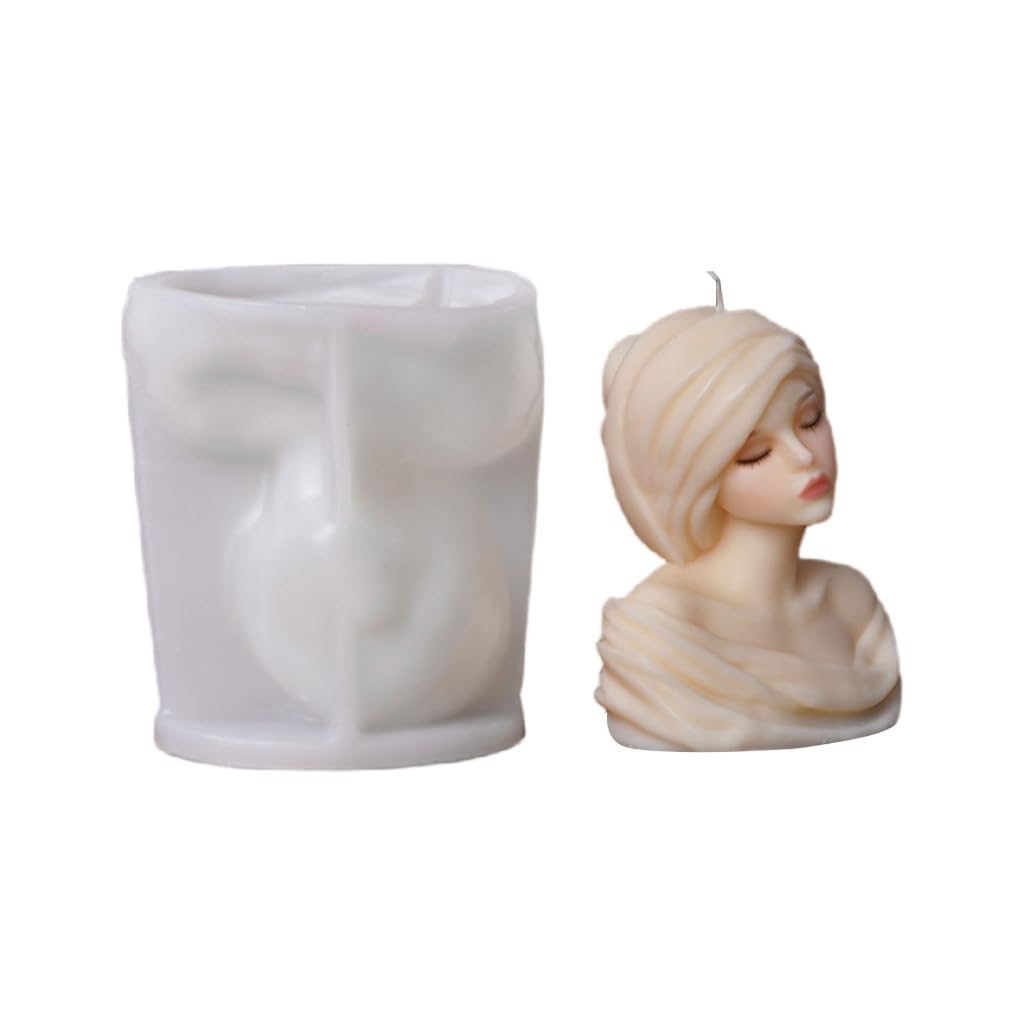 DAYnagh 3D Girl Candle Mold Silicone Resin Mold Girl Candle Mold Silicone Mold for Resin Cake Mold Clay Resin Making Molds Candle Making Molds Craft Supplies (C)